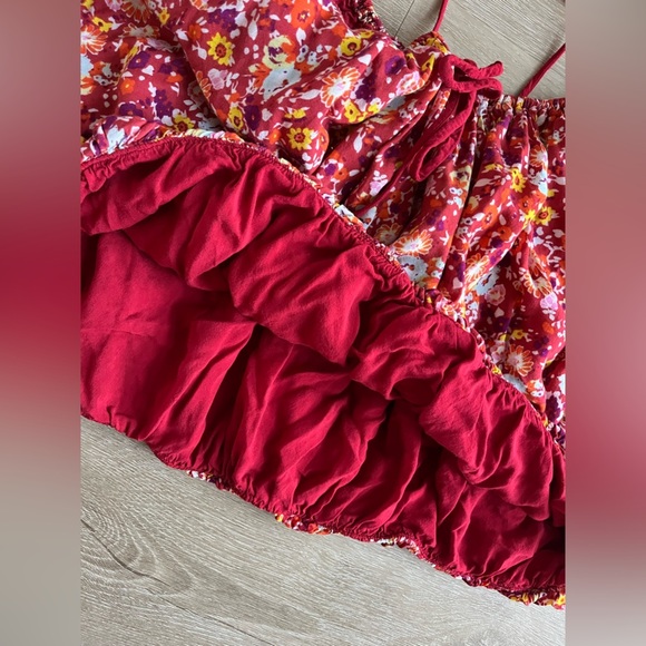 Free People Daisy Babe Floral Tank Red Spring Summer SZ L - Picture 6 of 7